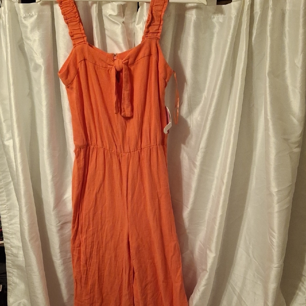 Riley & Rae Vibrant Orange Jumpsuit 2 Linen Blend 💖💖💖💖